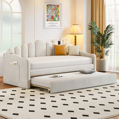 Upholstered Daybed With Trundle,Sofabed With USB Charging Ports