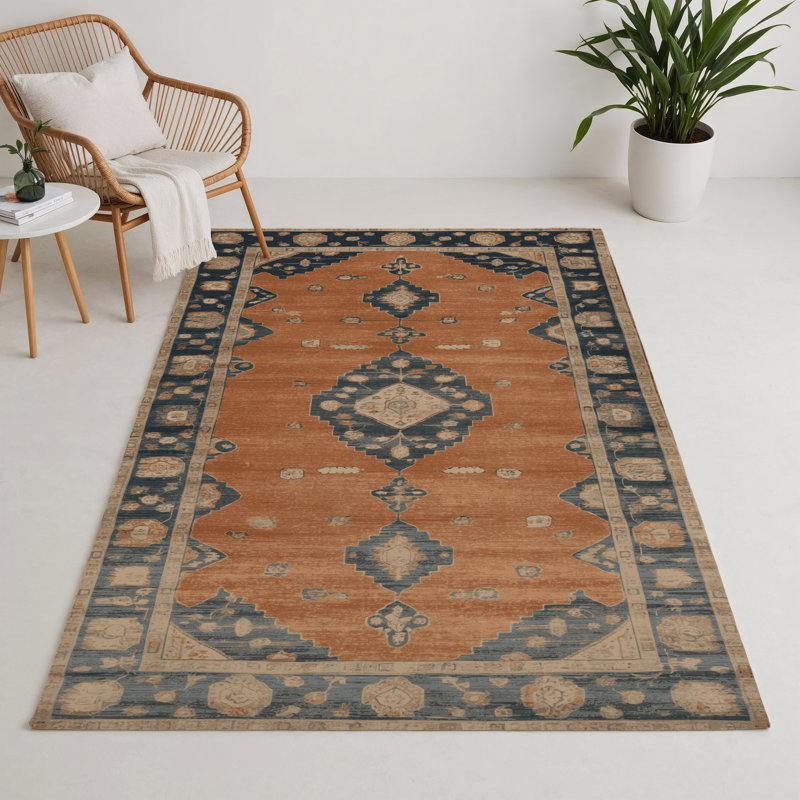 Tapis intérieur et extérieur brun Overdyed, Rectangulaire 3 pi x 5 pi