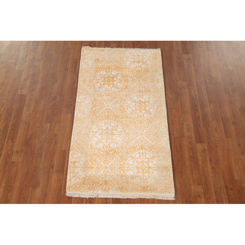 Tapis moderne abstrait jaune et ivoire 5