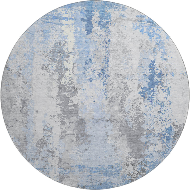 Tapis abstrait lavable à la machine de qualité supérieure Mayfield AMF1848, Rond 8 pi
