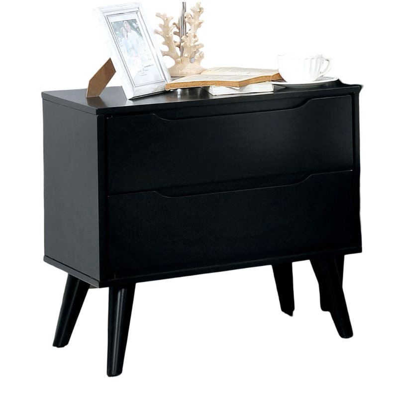 Table de chevet 1 pièce Mid-Century, Noir