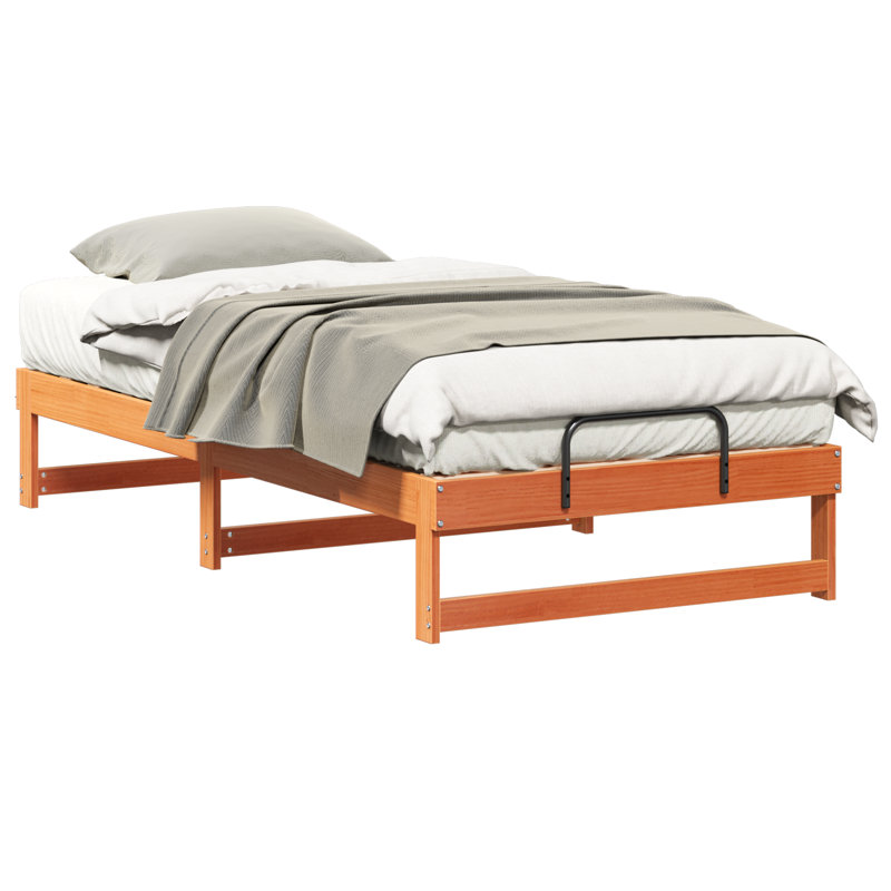 Bed Frame With Carry Handles Solid Pine Wood, Wax Brown, European Single (90 x 200 cm)