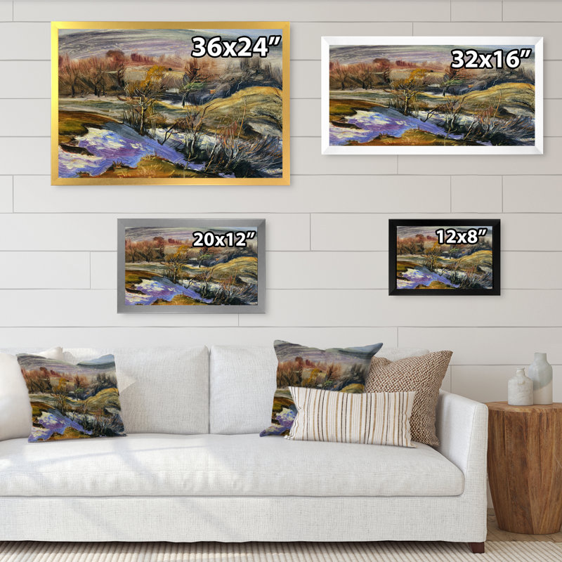 " Oil Paining Of Fall Mountain Landscape ", 8" H x 12" W x 1" D, Black Picture Framed