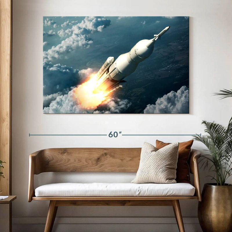 Oberle Spaceship Launching, 34" H x 51" W