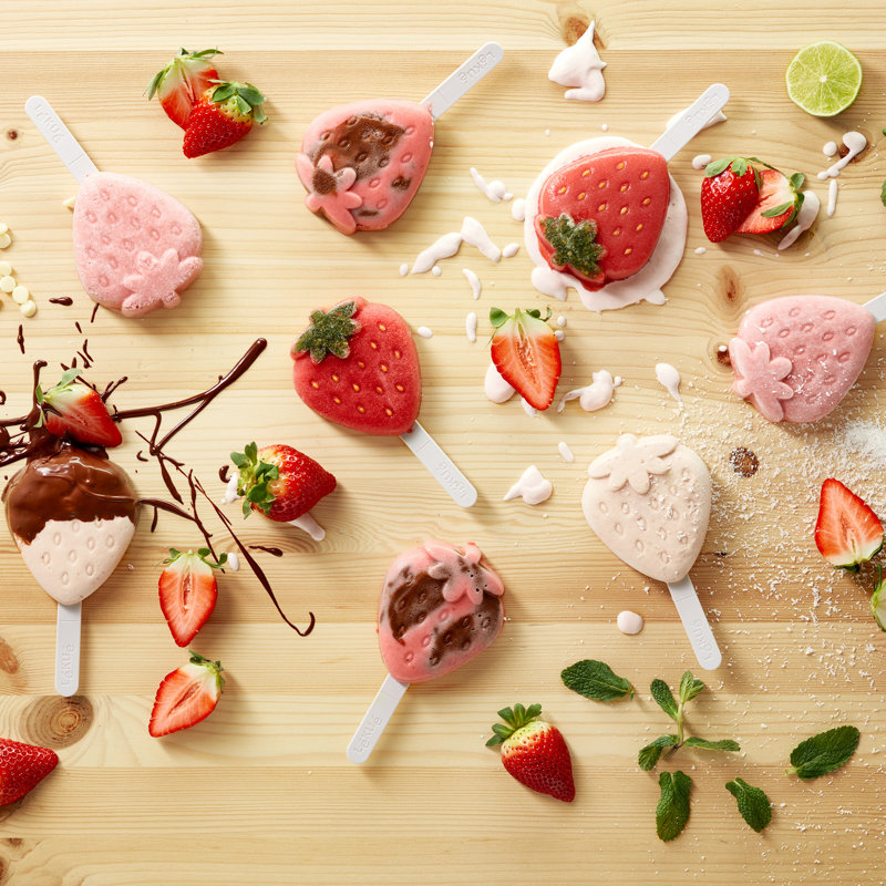 Lékué Stackable Strawberry Ice Pop Molds, Set of 4