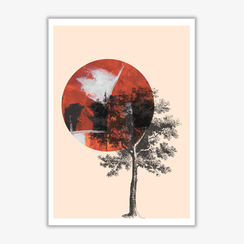 Red Sun And Tree Abstract - Print, No Frame, 30 cm H x 21 cm W x 1 cm D