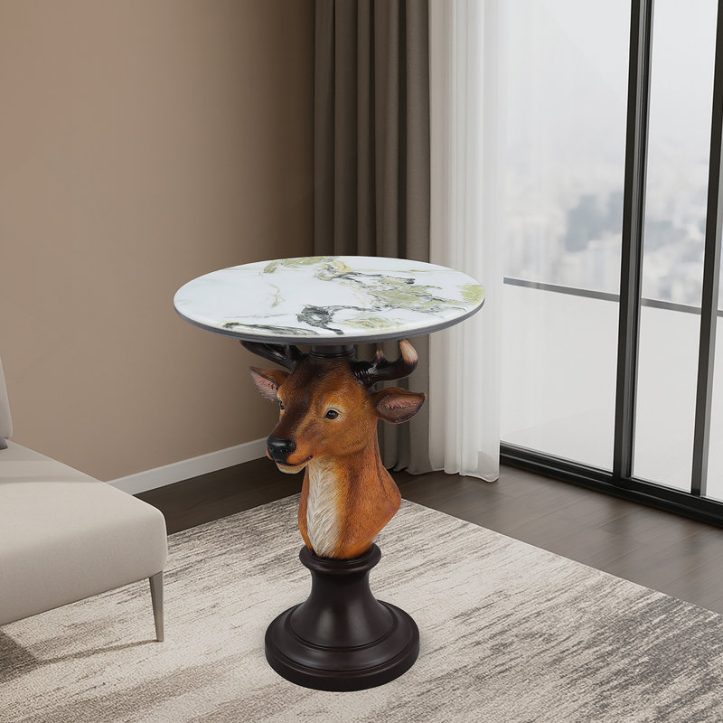 Table d'appoint avec tête de cerf et table d'appoint