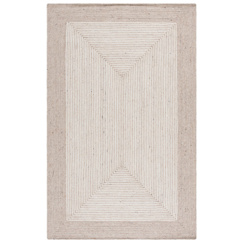 Tapis beige / ivoire en laine / coton tissé à la main Aria, Rectangulaire 3 pi x 5 pi