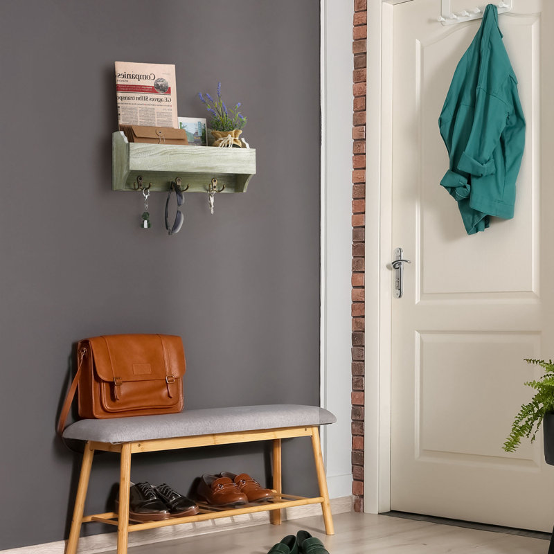 Solid + Manufactured Wood Wall Organizer with Mail Storage
