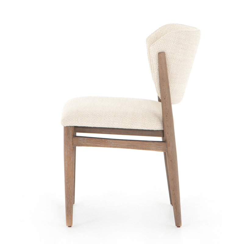 Joren Upholstered Dining Chair, Irving Taupe Polyester Blend/Pecan Whitewash