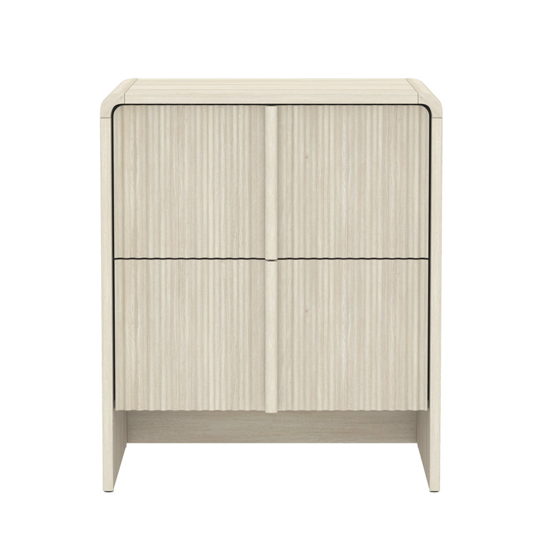 Novara 22" Contemporary 2-Drawer Nightstand in Whitewashed Oak, Whitewashed Oak