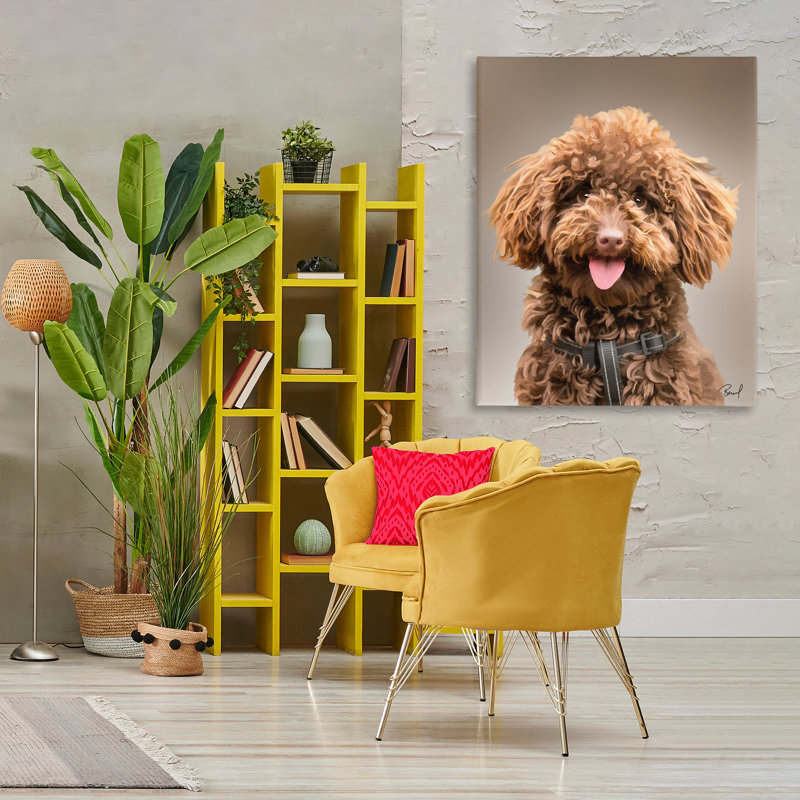 «Fluffy Toy Poodle Portrait», art mural par Renel Peters, H 48 po x l 36 po