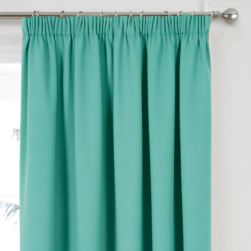 Khaidyn Pencil Pleat Room Darkening Curtain, Teal, 114 W x 137 D cm