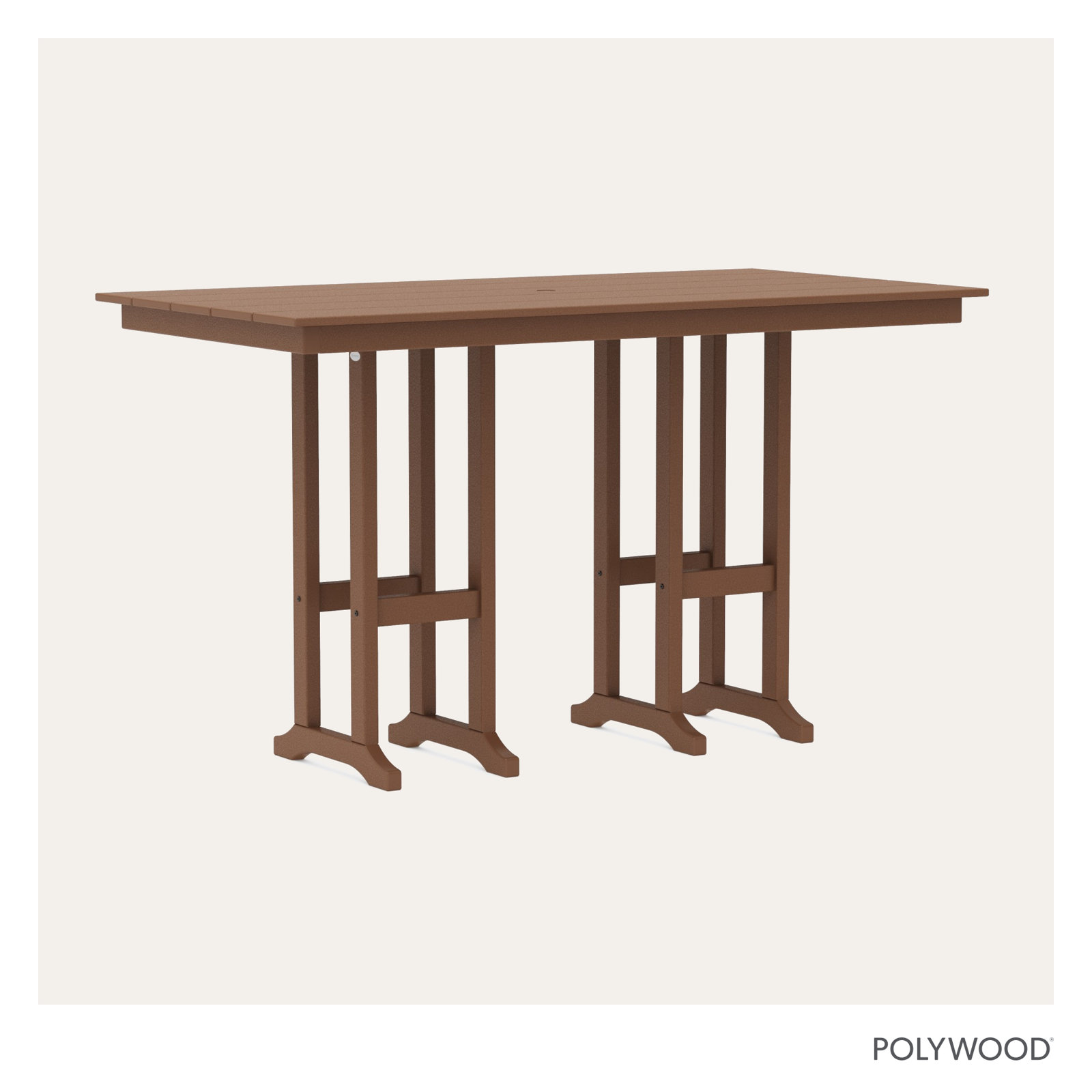 POLYWOOD® Tables Patio Dining Table, Brown, 42.06"H x 37.72"W x 72"L