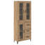  Highboard Black Oak 69.5 X 34 X 180 Cm Engineered Wood-815631138
