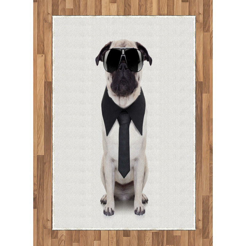 Pug High Density Long Fiber Poly Threads Decorative Area Rug Carpet, Rectangle 4' x 5'8"