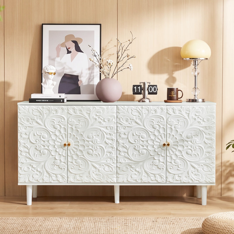 Buffet sculpté de 150,5 cm, Blanc