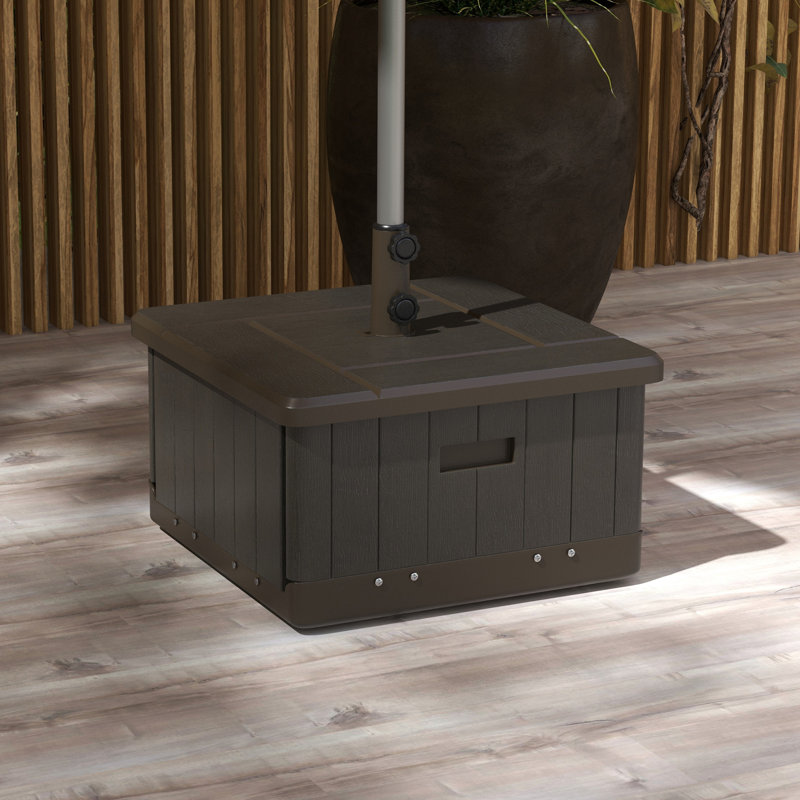 Base de parasol d'extérieur 3 en 1 - Table basse, pot à fleurs, capacité de 175 lb, Brun