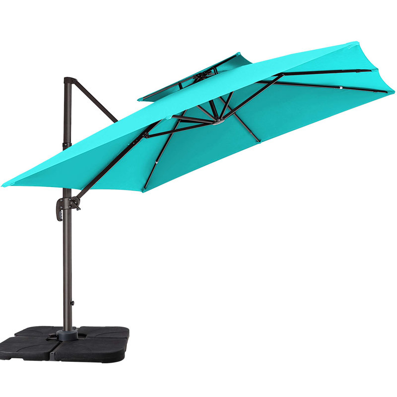 Parasol en porte-à-faux 11 pi Germar, H 99,24 po x l 120 po x P 120 po, Bleu paon