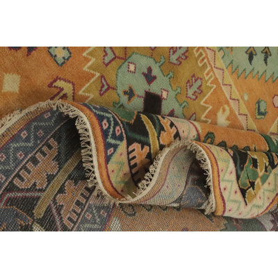 Tapis oriental géométrique en laine à motif tribal 9 x 12