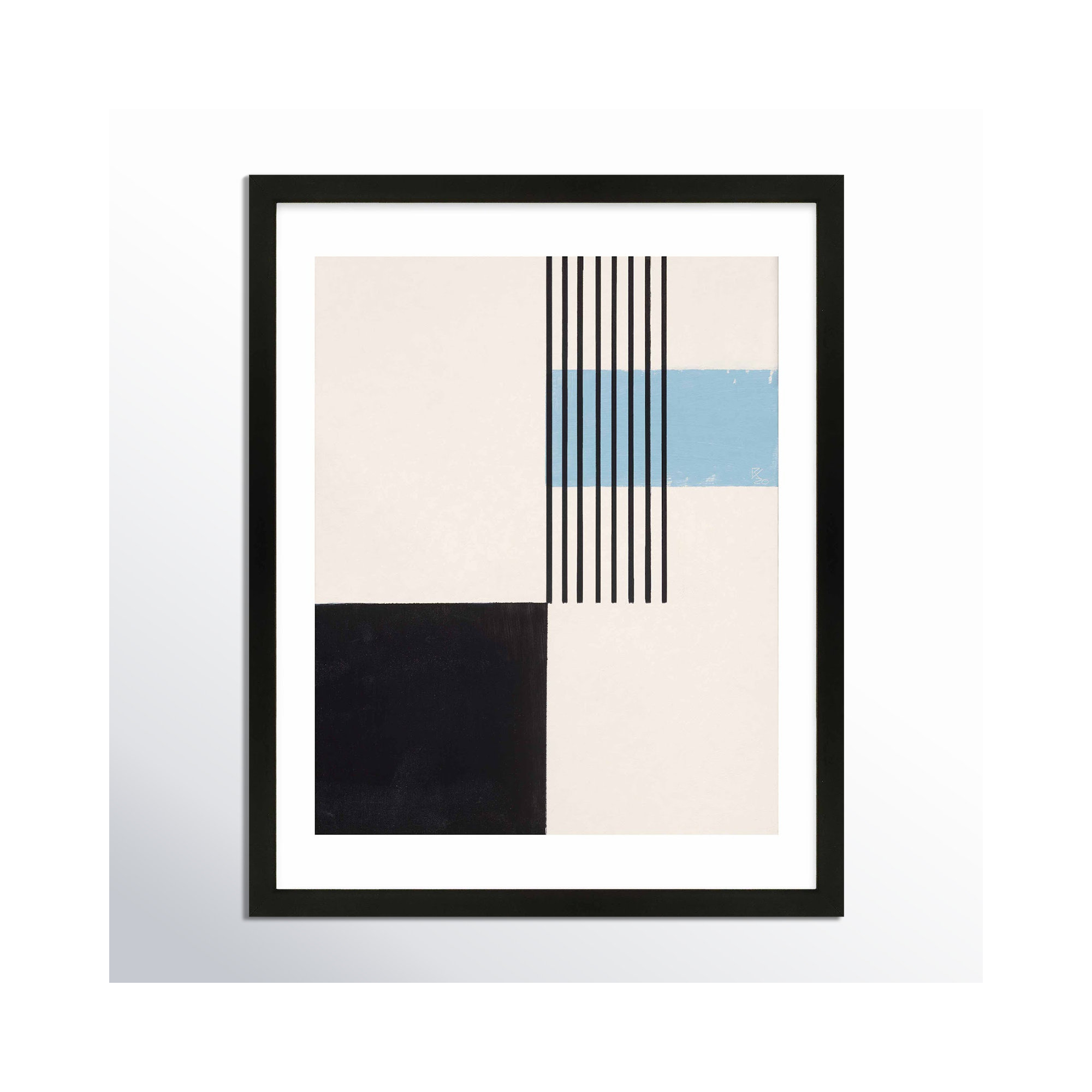 Black And Blue 2 by Robert Kamnatnik, 20" H x 16" W x 1.25" D, Black