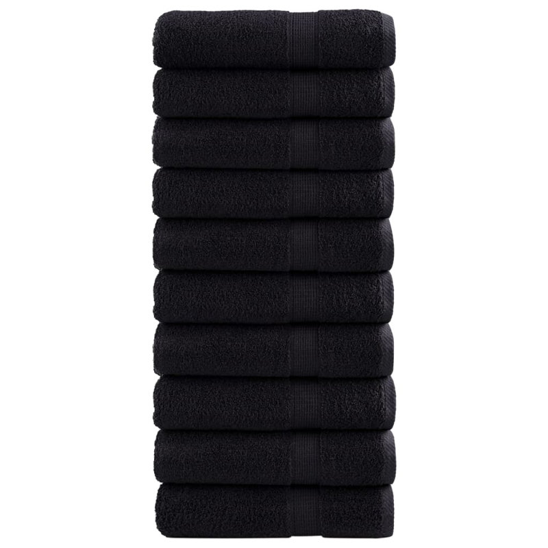 Premium Shower Towels SOLUND 10Pcs 600Gsm, Hand Towel - 10 Pack, Black