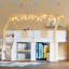 Lit mezzanine simple simple avec escalier, tablettes, armoires et lumières DEL-1045956767