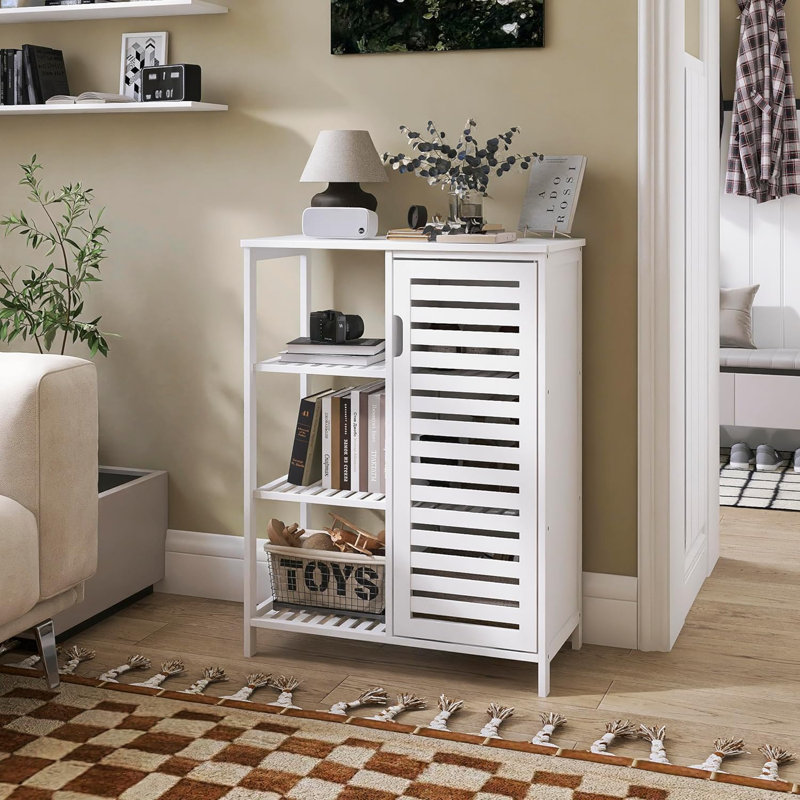 Armoire de salle de bain en bambou avec tablettes et porte - Rangement polyvalent pour salle de bain, cuisine, salon