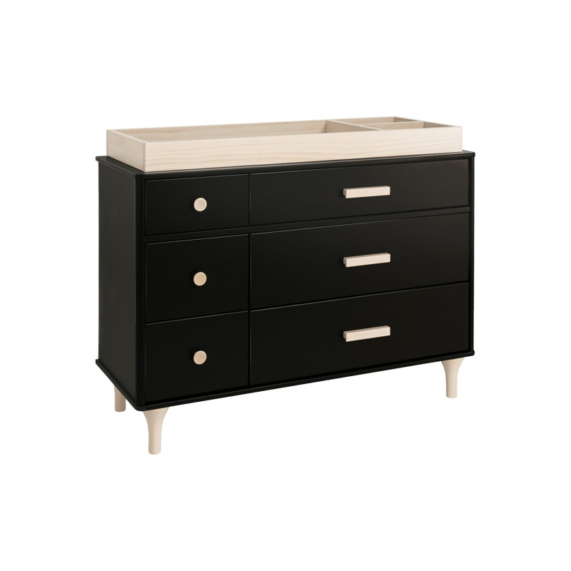 Lolly 6-Drawer Assembled Double Dresser, Black/Washed Natural