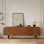 Meuble télé de style Mid-Century moderne entièrement assemblé en bois massif, armoire de rangement 70,87 po avec pieds en spirale et centre de divertissement rétro
