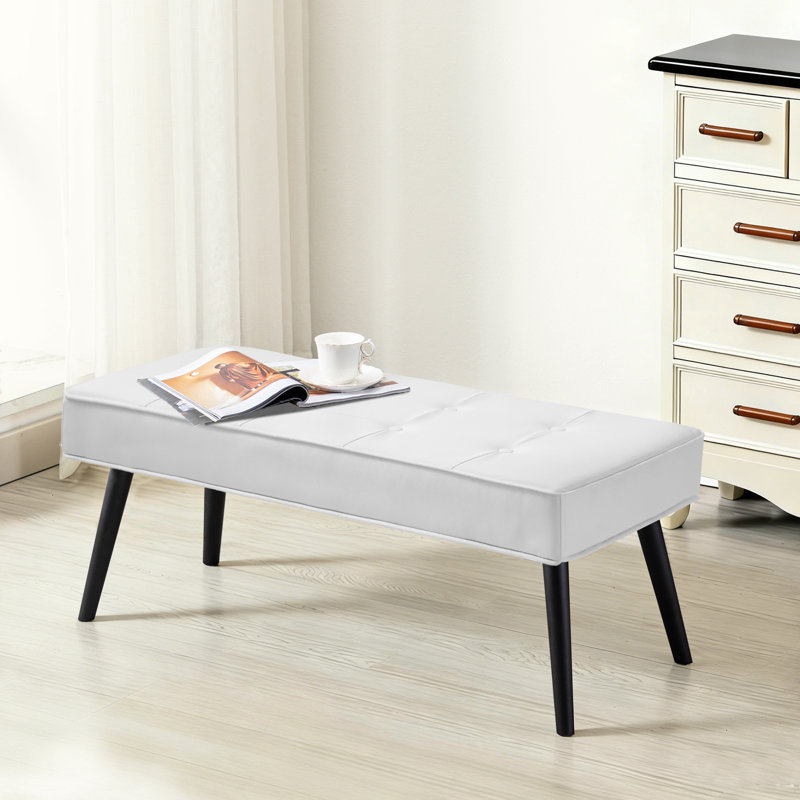 Banc de 40 po pour le hall d'entrée, H 17,7 po x l 40 po x P 16,1 po, Simili cuir blanc