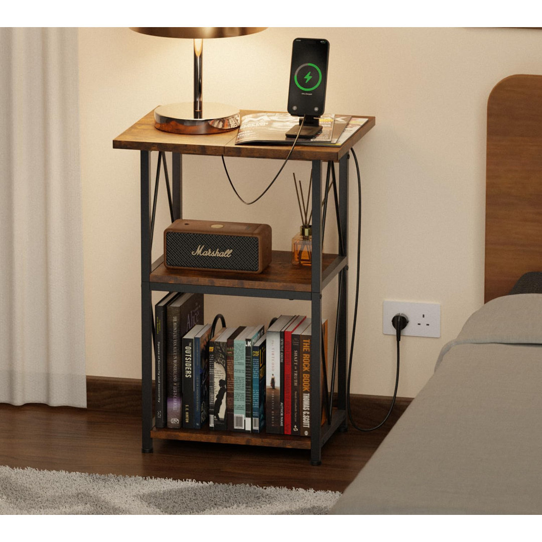 Extended Tabletop Record Player Stand with Charging Station