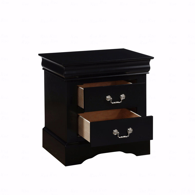 Black Finish Philippe Iii Nightstand, Black