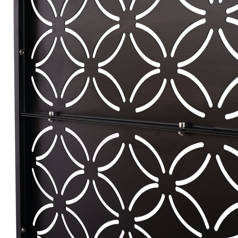 Panneaux de clôture d'intimité en métal PS107 Noir - 193 cm H 122 cm L Pour terrasse, balcon ou patio extérieur et intérieur - Autoportant