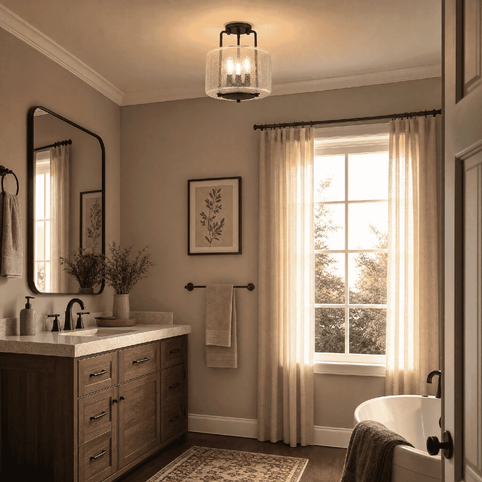 Dottie 3-Light Semi Flush Mount, Polished Nickel