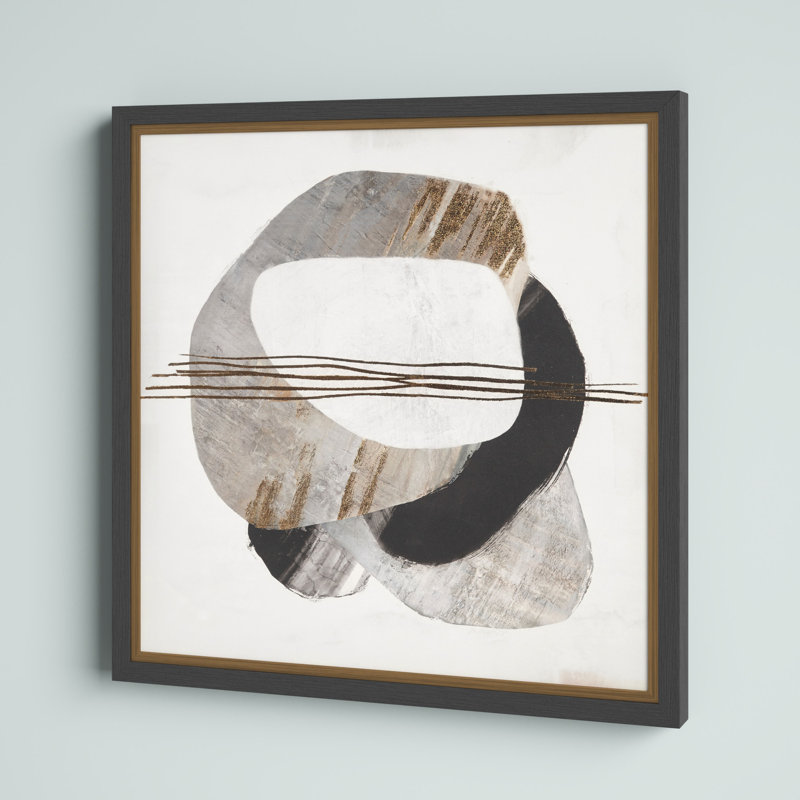 Auric Beam Gold Foil Abstract Framed Canvas Wall Art