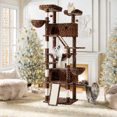 Large Cat Appropriate 81.1'' H Heavy Duty Carpet Cat Tree Condos and Scratching Posts Included