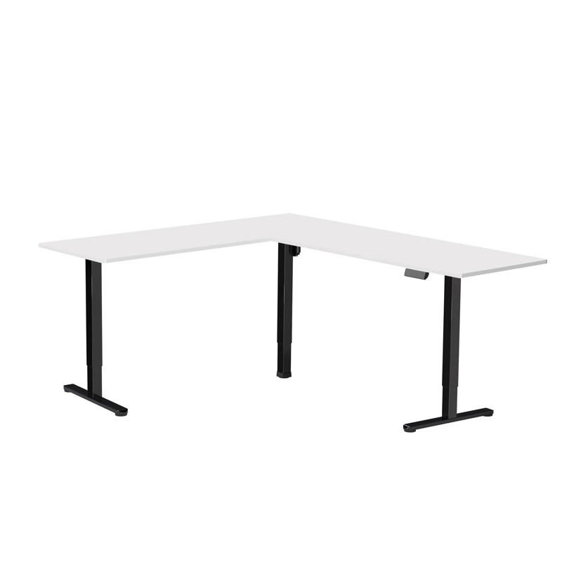 VIVO Electric Corner Standing Desk, White/Black, 75" x 63"