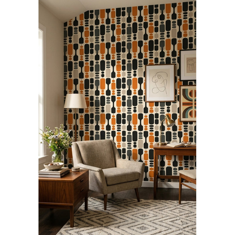 Papier peint moderne Mid-Century, Non tissé, non collé