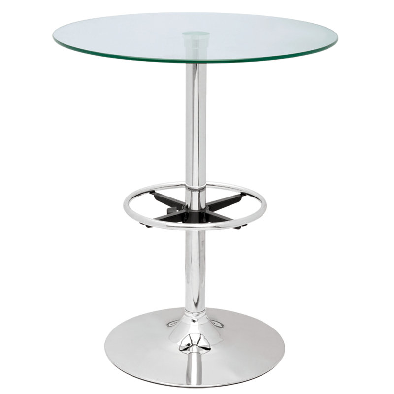 Chrome Finish 30" Contemporary Glass Round Counter Table