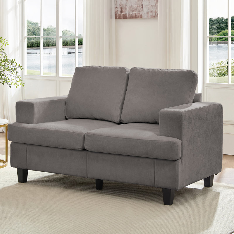 Modern 56" Chenille Loveseat Sofa, Compact 2-seater With Solid Wood Frame For Small Spaces & Apartments, Gray