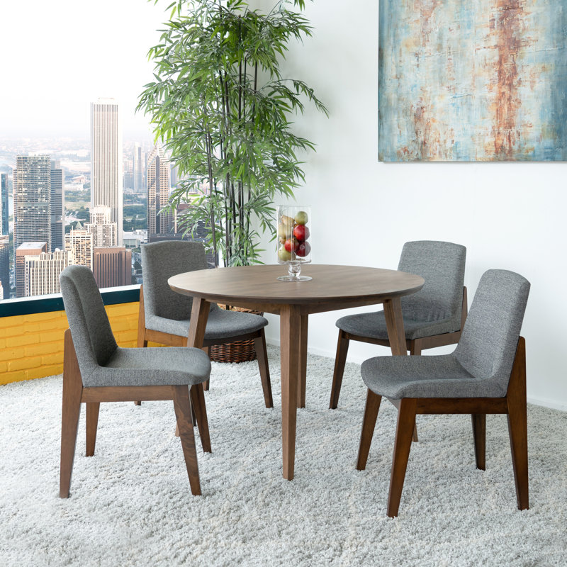Ensemble repas pour 4 personnes Wardlaw, Noyer, Gris foncé