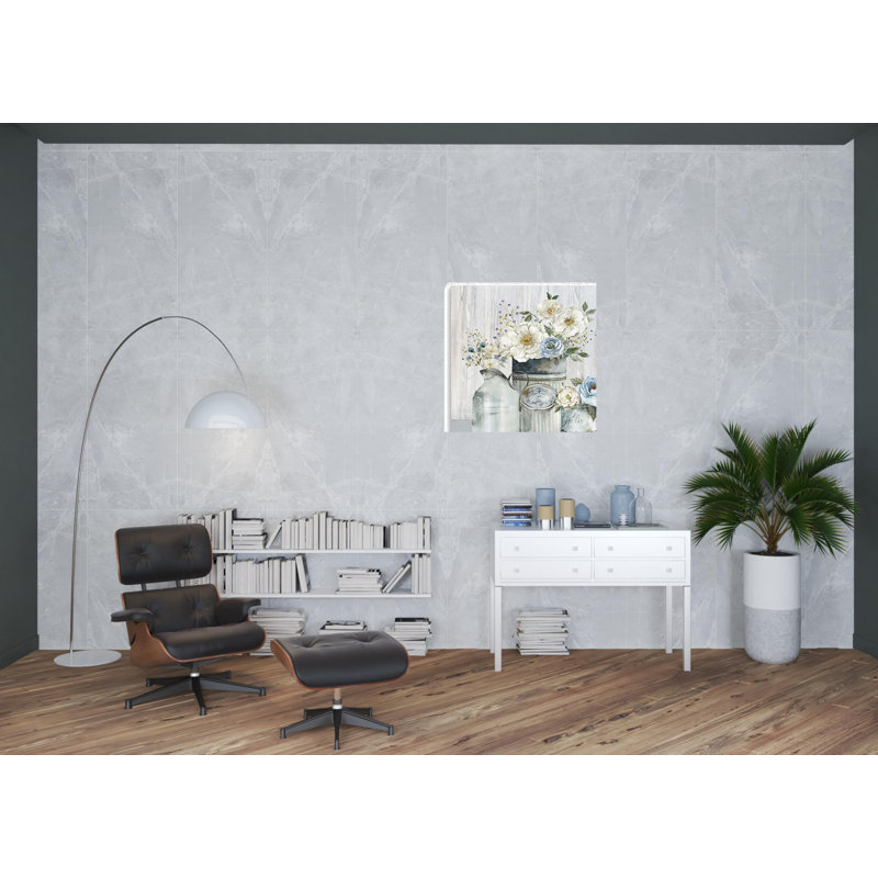 Rustic Grey Flowers Unframed Print Wall Art