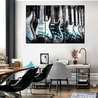 Ensemble de 3 pièces de guitare électrique sur toile
