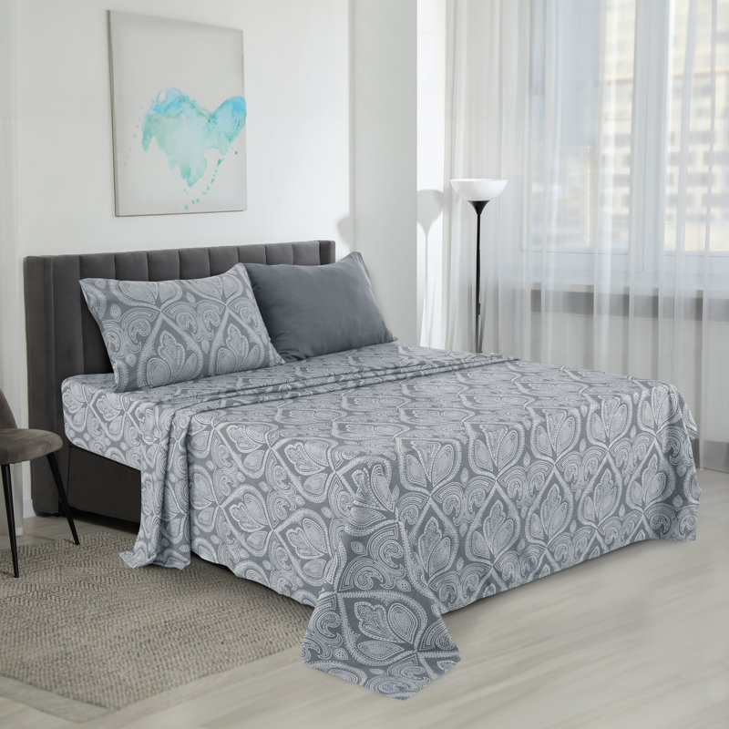 Ensemble de draps en microfibre Lux Hotel, Gris, Ensemble de draps pour très grand lit californien