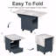 39.4" Wood Folding Dining Table With 4 Wheels, Folding Dining Table With Storage Rack And 1 Drawers