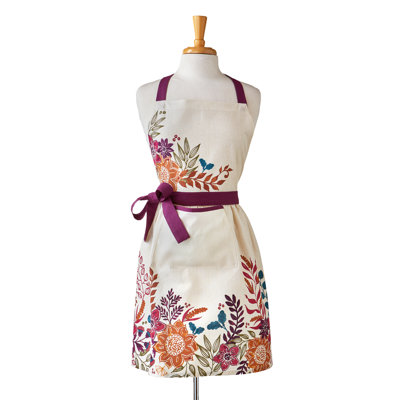 Autumn Bloom Apron Ivory Cotton Fall Harvest