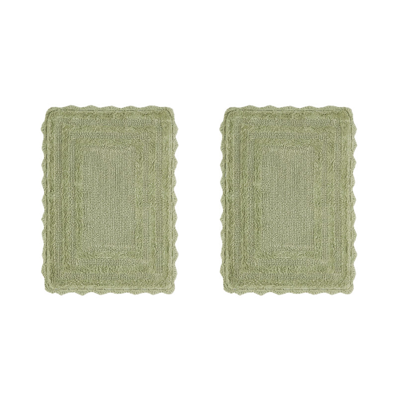 Rasika 100% Cotton Tufted 2 Piece Bathroom Rug Set, Reversible, Super Absorbent & Extra Soft Machine Washable Bath Rug Ideal for Shower & Tub Areas