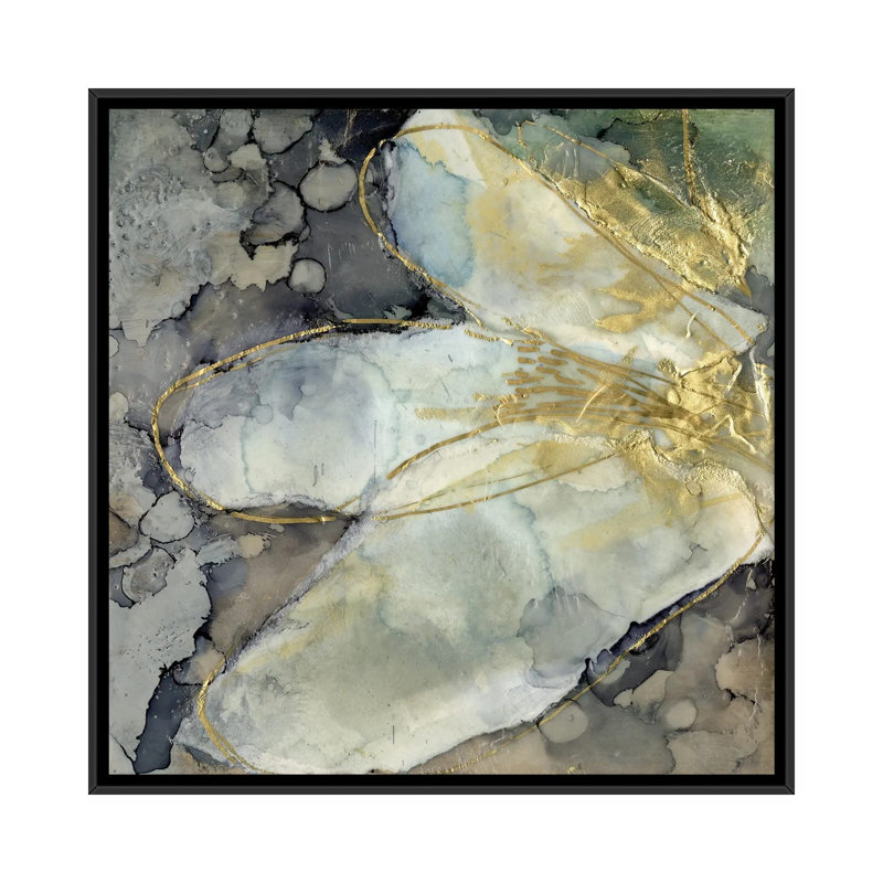 Lis abstrait I par Jennifer Goldberger-impression, H 12 po x l 12 po x P 1,5 po, Toile avec cadre noir, Pas de tapis