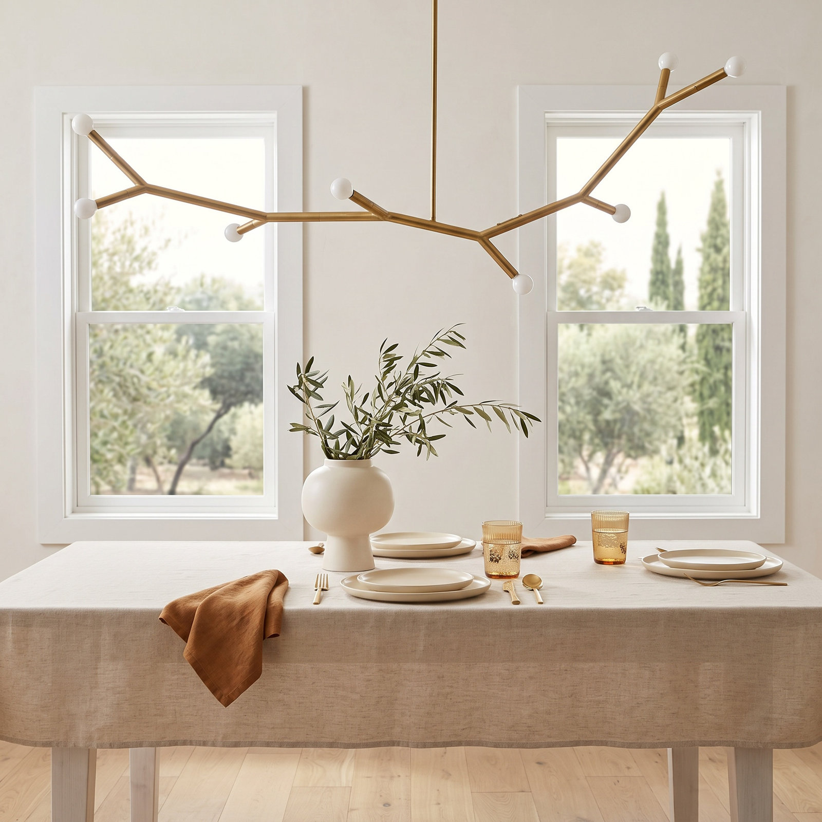 Raela 8 - Light Metal Dimmable Chandelier, Aged Brass